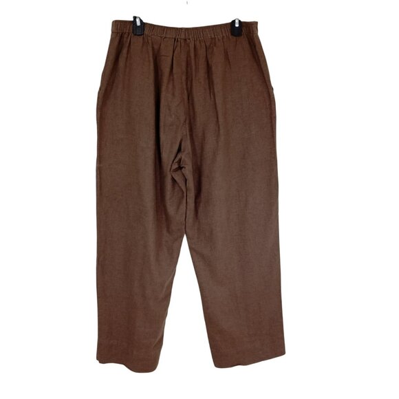 Erika Pants Womens Brown Linen-Blend Relaxed Fit Elastic Waist & Drawstring - Picture 5 of 8